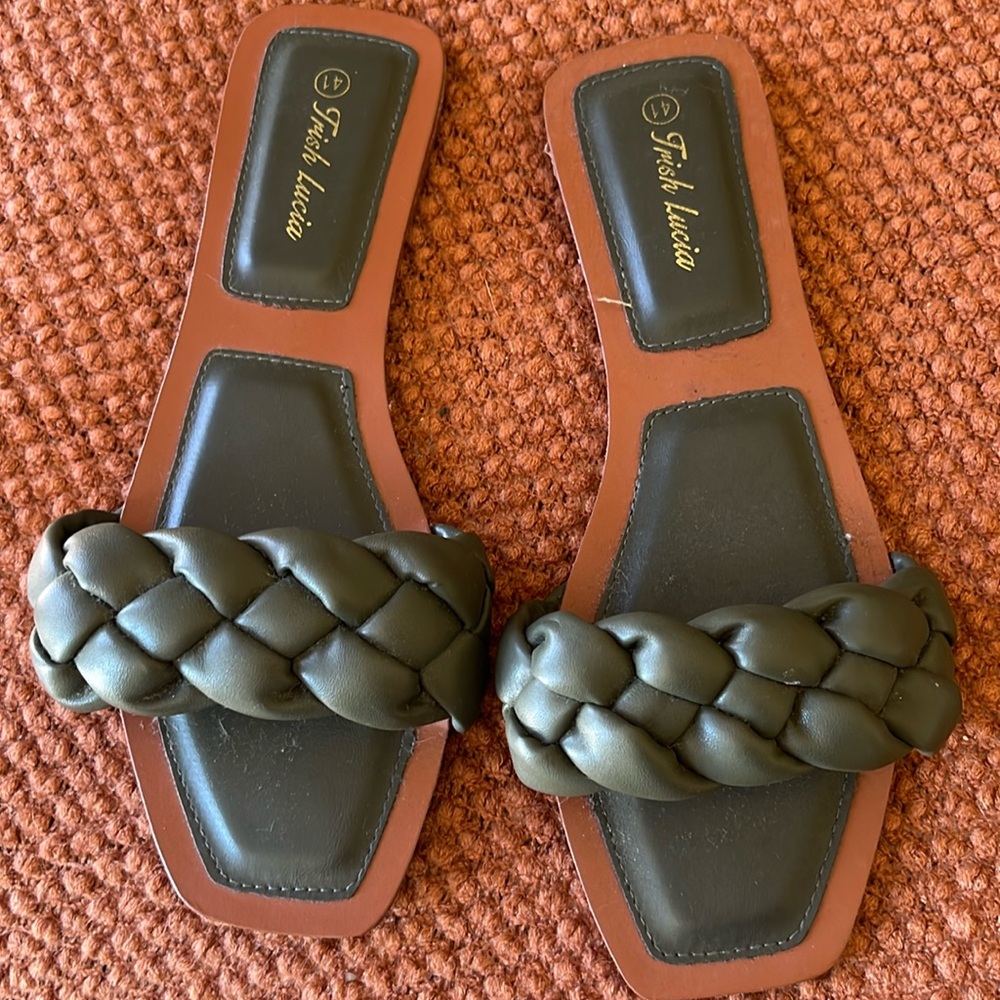 Braided olive green sandals